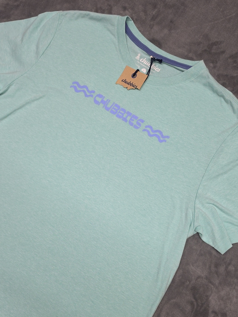 chubbies Mint Green Large Tee with Purple Sea Salt Logo